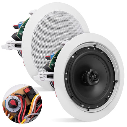 PYLE Ceiling and Wall Mount Speaker - 6.5� 2-Way 70V Audio Stereo Sound Subwoofer Sound, 500 Watts, White