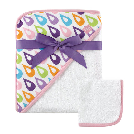 Hudson Baby Woven Hooded Towel and Washcloth Set, Purple