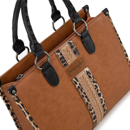 Sac à bandoulière tissé léopard Wrangler pour femme, petit marron miel avec sangle de guitare, taille unique