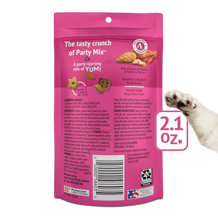 Purina Friskies Made in USA Facilities Cat Treats, Party Mix California Crunch With Chicken - (10) 2.1 oz. Pouches