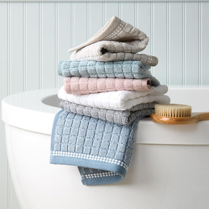 TOWN & COUNTRY EVERYDAY 4-Piece Textured Windowpane Hand Towel Set, 20x30-Inch, 100% Cotton, Plush & Absorbent 550GSM, Beige