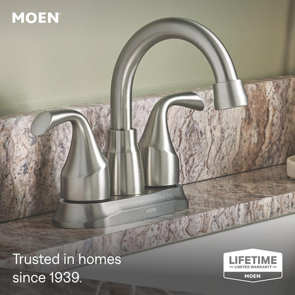 MOEN Idora 4 in. Centerset 2-Handle Bathroom Faucet in Spot Resist Brushed Nickel