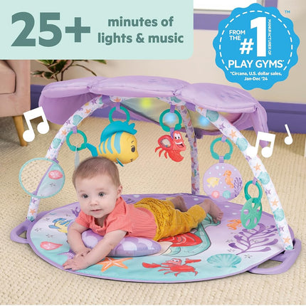 Bright Starts Disney Baby The Little Mermaid Twinkle Trove Light-Up Musical Baby Activity Gym with Tummy Time Pillow, Newborn+