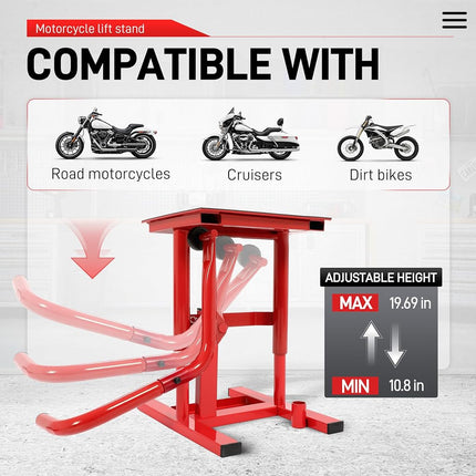 ALMULOO Béquille lève-moto Dirt Bike Support de levage moto Capacité de 150 kg Hauteur réglable de 25,6 cm à 50 cm Table de levage en acier