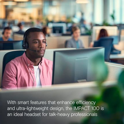 EPOS IMPACT 100 MS Stereo USB-C+A Headset with Microphone, Certified Microsoft Teams, Noise-Cancelling Mic, Lightweight, Call Control, USB Adapter, Soft Earpads, Professional UC Headphones