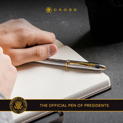 Cross Townsend Refillable Click-Off Cap Lacquer Rollerball Pen with 23 Carat Gold-Plated Appointments, Fine Ballpoint, includes Premium Gift Box and Black Gel Ink Cartridge, 1 Pack, Black