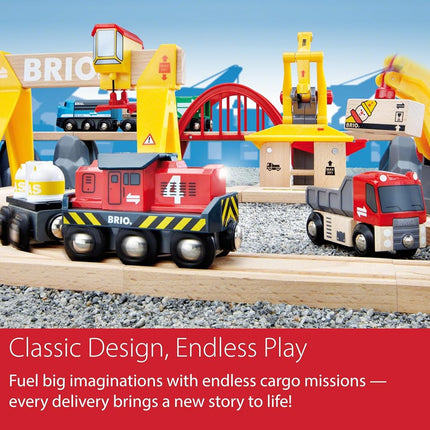BRIO World Deluxe Cargo Wooden Railway Train Set – Large Wooden Train Track with Freight Train, Crane, Wagons, Loads & Accessories, Expandable BRIO World Set, Toy Gift for Kids Age 3 Years and Up