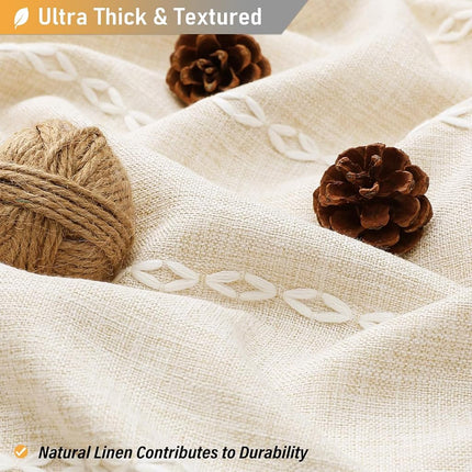 BTTN 72 x 80 Boho Linen Heavy Duty Cloth Shower Curtain Set, Cream/Beige