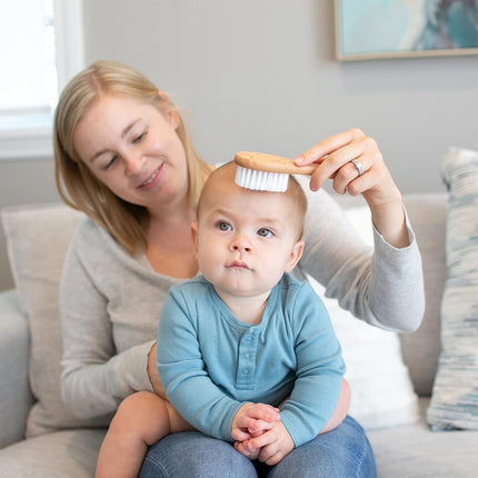 Dr. Brown's Wooden Brush and Comb Set for Babies - Soft Fibres for Delicate Scalp - Ideal for Daily Care and Milk Scab