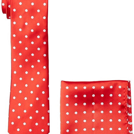 Stacy Adams Men's Satin Dot Tie Set, Fire Red, One Size