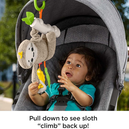 Fisher-Price FXC31 Slow Much Fun Stroller Sloth, Take-Along Baby Toy, Multicolour