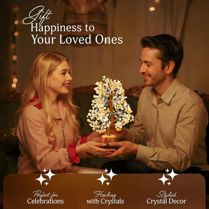 Citrine Crystal Stone - Gem Tree, Bonsai Tree of Life for Home, Meditation Accessories, Positive Energy, Arbol De La Abundancia