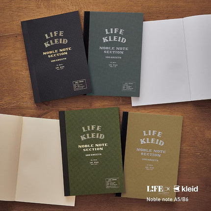 kleid 8959 Life x Kleid Noble Notebook, Olive, B6, 0.08 inch (2 mm) Grid
