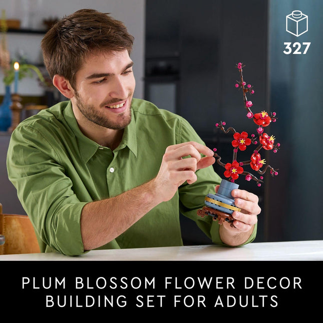 LEGO Icons Plum Blossom Flower Décor, Display, Zero Maintenance Plant Gift for Teens and Adults, Artificial Flower Home Décor, Office Décor, Botanical Collection Building Set, Relaxing Activity, 10369