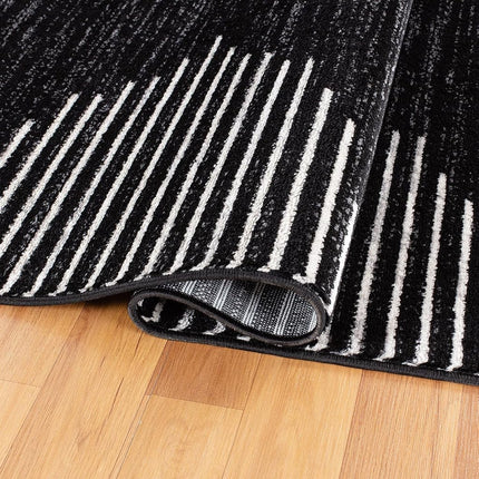 Rugshop Bohemian Stripe Stain Resistant High Traffic Living Room Kitchen Bedroom Dining Home Office Runner Rug 2'7" x 8' Black