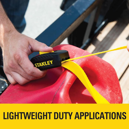 Stanley S2001 Enclosed Cambuckle Tie Down Strap – 2 Pack (1 in. x 10 ft.) 1,200 LB. Break Strength Black/Yellow