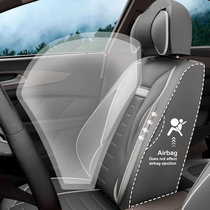 SLARY 5PCS Angel Wings Front and Back Car Seat Covers Auto Interior Accessories with Water Proof Nappa Leather for Cars SUV Pick-up Truck Universal Comfortable and Breathable (Full Set, Grey)
