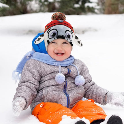 Nickelodeon boys Winter Hat and Mittens Set, Paw Patrol Chase Marshall Toddler Beanie for Ages 2-4, Marshall Design, 2-4T