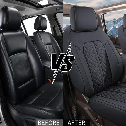 Housses de siège Truckiipa Custom pour Dodge Ram 1500 en cuir, housse de siège avant compatible avec Dodge Ram 1500 de 2009 à 2018, Ram 2500 3500 Crew Mega Cab de 2010 à 2023, et Ram 1500 Classic de 2019 à 2023 uniquement, paire avant, noir