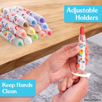 Juego de tizas sin polvo Fisher-Price® - 12 colores brillantes con soportes ajustables, estuche de almacenamiento portátil, útiles de arte lavables, seguros y no tóxicos, para dibujar en pizarras, aceras y papel