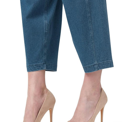 HUE Women's Fashion Denim Jean Skimmer Leggings, Medium Wash - Barrel Leg, S