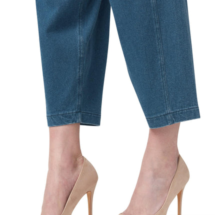HUE Women's Fashion Denim Jean Skimmer Leggings, Medium Wash - Barrel Leg, S