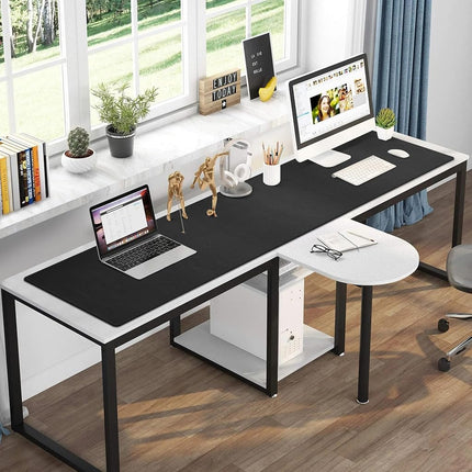 Cacoy 160x40cm Multifunctional Computer Desk Pad, Waterproof PU Leather Mouse Pad, Desk Writing Mat for Office and Home (Black)