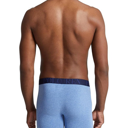 POLO RALPH LAUREN Men's Stretch Classic Fit Boxer Briefs, Trunks & Long Leg Boxer Briefs Available, 3 Pack, Royal Heather/ Blue Heather/Blue - 3 Pack, S