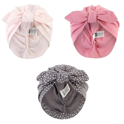 Turbans en coton pour bébés filles Hudson Baby, Plume rose, Taille unique