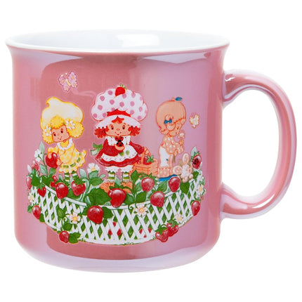 Silver Buffalo Strawberry Shortcake Vintage Group Berry Picking Pearlescent 20oz Ceramic Camper Mug