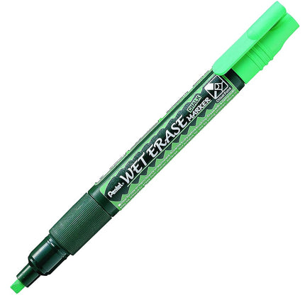 Pentel Arts Wet Erase Chalk Marker, Ideal on Blackboards and Windows, Small Chisel Tip, Green Ink, SMW26-D, Box of 12