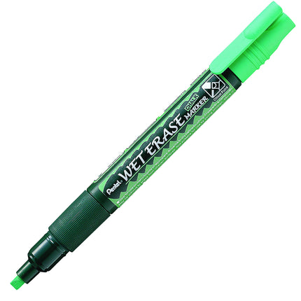 Pentel Arts Wet Erase Chalk Marker, Ideal on Blackboards and Windows, Small Chisel Tip, Green Ink, SMW26-D, Box of 12