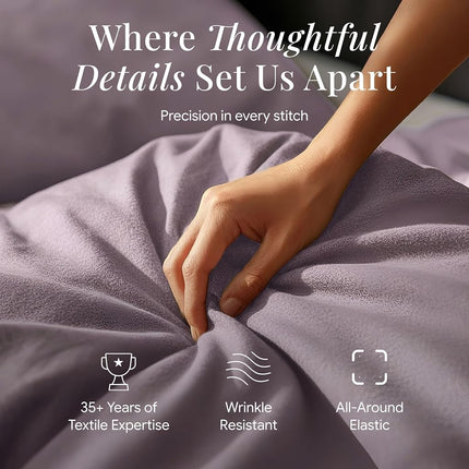 Tribeca Living Luxury Solid Flannel Deep Pocket Sheet Set, California King, Lavender
