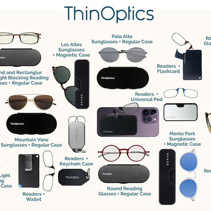 ThinOptics Universal Pod Case + Rectangular Reading Glasses, Tropical Holiday