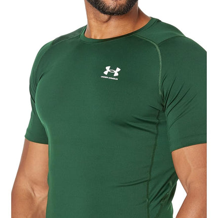 Under Armour Men's Armour HeatGear Compression Short-Sleeve T-Shirt, Forest Green (301)/White, Medium Tall