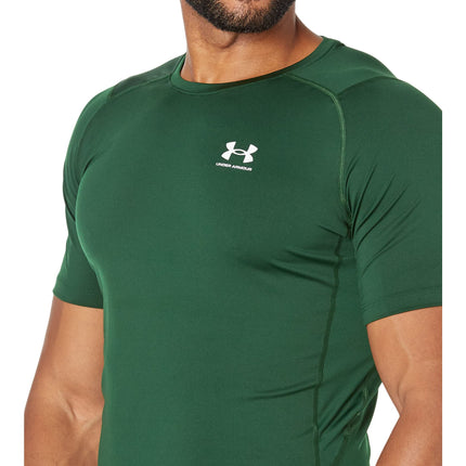 Camiseta de compresión de manga corta HeatGear para hombre Under Armour, verde bosque (301) / blanco, S