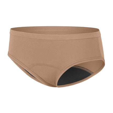 Hanes Girls' Comfort, Period. Boys'hort & Hipster Period Underwear, Moderate Protection, Multi-Pack, Hipster - Black/Grey/Tan - 6 Pack, 10