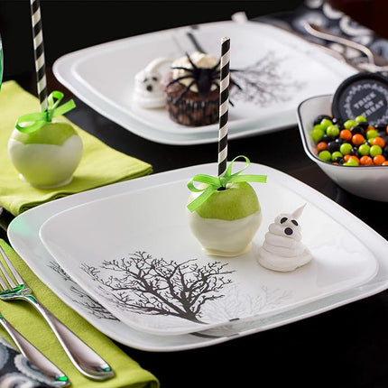 Corelle 18-Piece Dinner Set, Timber Shadows, Black and White for 6, Chip Resistant - Includes Dinner, Salad/Side Plates and Soup/Cereal Bowls