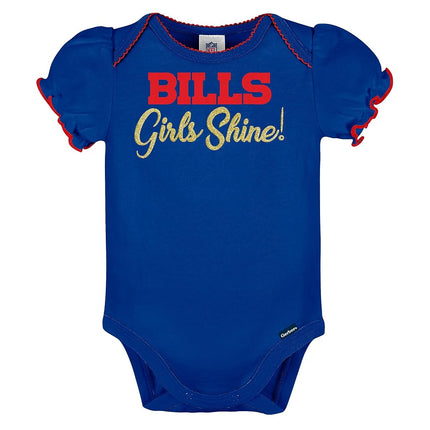 Gerber Baby Girl's NFL 3 Pack Short Sleeve Onesie Bodysuit, Team Color, 18 Months