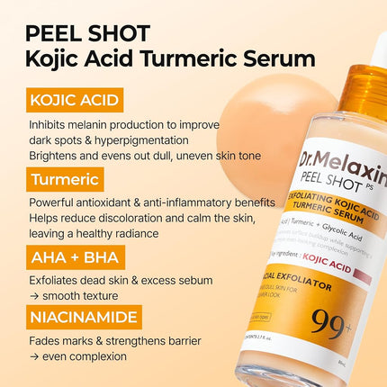 Dr.Melaxin Peel Shot Exfoliating Serum with Kojic Acid and Turmeric for Brightening and Exfoliation 80ml