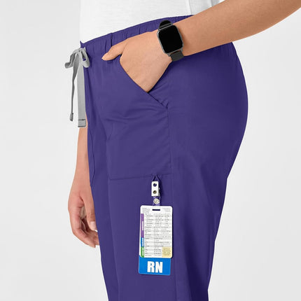 WonderWink Women's Size Wonderwork Straight Leg Cargo Scrub Pant, Grape, X-Large Tall