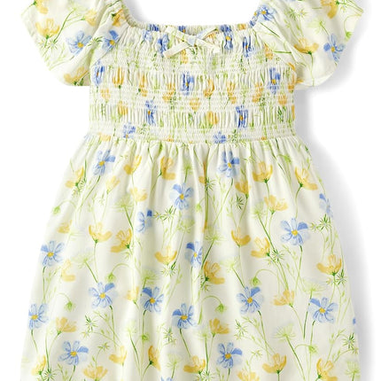 The Children's Place Baby Girls' One Size and Toddler Short Sleeve Dressy Special Occasion Dresses, Wildflower White Flutter Sleeve, 5T