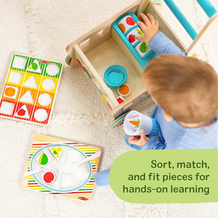 Melissa & Doug Wooden Shape Sorting Grocery Cart Push Toy and Puzzles | Shape Sorter | Wooden toy for Children | Developmental Toy for Toddlers | 0+ | Gift for Baby Boys or Baby Girls - FSC Certified