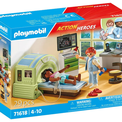 Playmobil 71618 Action Heroes: MRI with patient, realistic examination by the radiologist, made from over 80% recycled and bio-based materials, detailed play sets suitable for children ages 4+