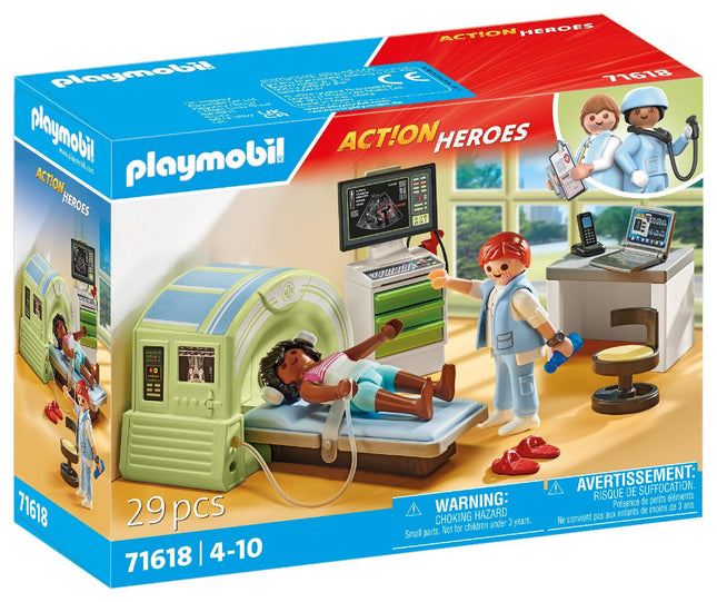 Playmobil 71618 Action Heroes: MRI with patient, realistic examination by the radiologist, made from over 80% recycled and bio-based materials, detailed play sets suitable for children ages 4+