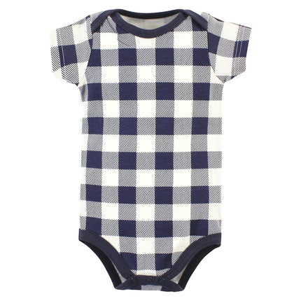 Hudson Baby Unisex Baby Cotton Bodysuits, Brown Navy Mamas Boy 3-Pack, 9-12 Months, Brown Navy Mamas Boy 3-pack, 9-12 Months