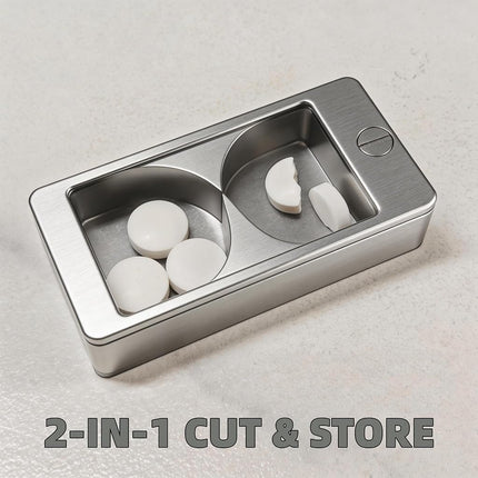 Professional Pill Cutter & Splitter - Precision Aluminum Tablet Slicer for Small, Large & Tiny Tablets | Cortador for Accurate Medicine & Vitamin Doses (Silver)