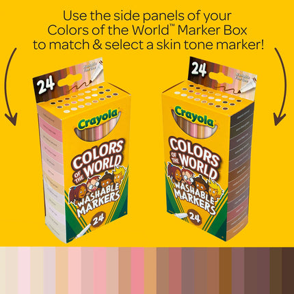 Crayola Colors of The World Markers 24 Count, Fine Line Washable Skin Tone Markers, 24