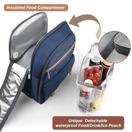 Sunflora Picnic Backpack for 2 Person, Picnic Basket Set (Navy Blue)