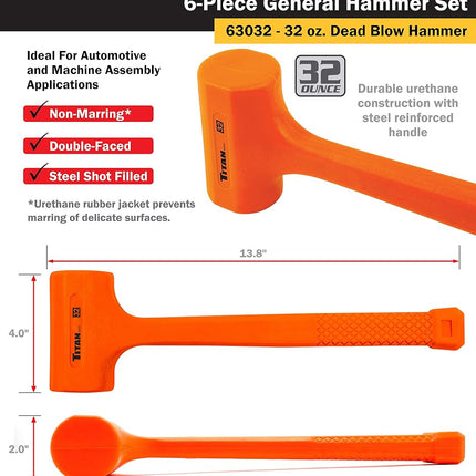 Titan 63136 6-Piece General Use Hammer Set